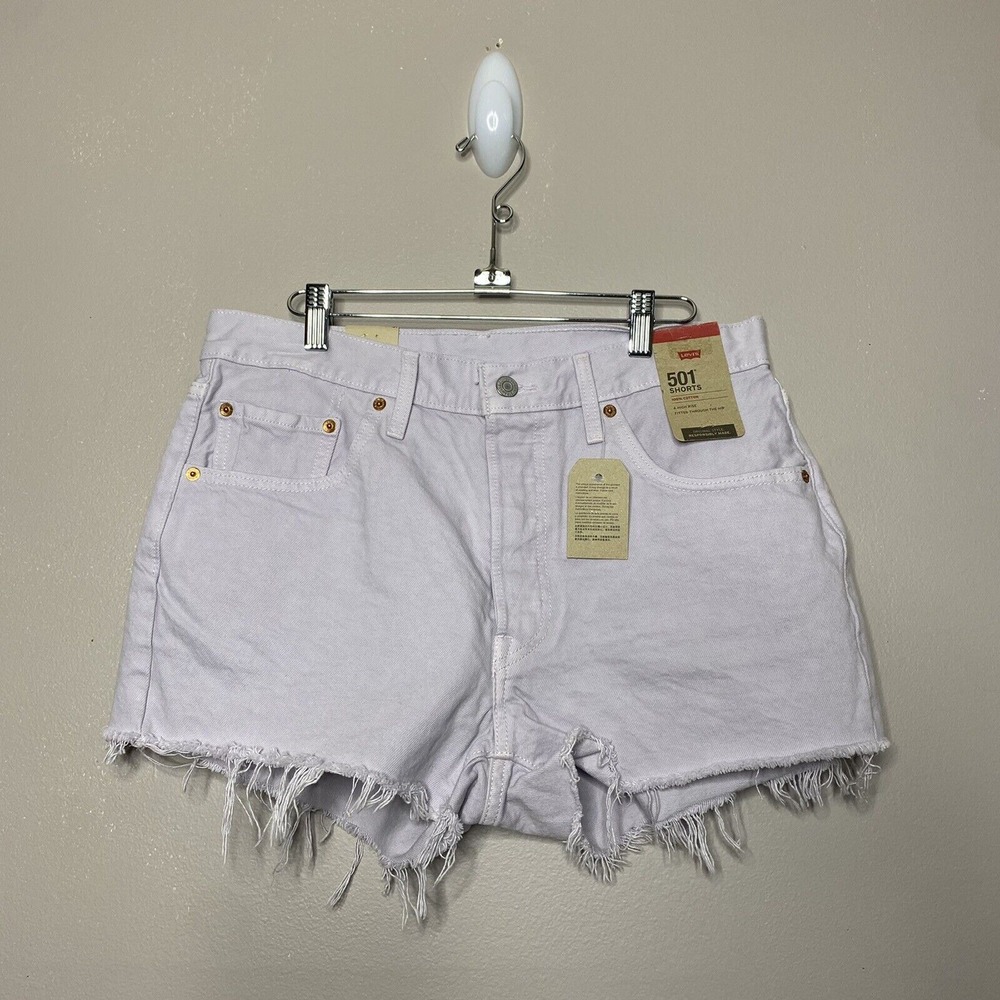 LEVI'S 501 High Rise Lavender Denim Cut off Button Fly Shorts Women's Size 31